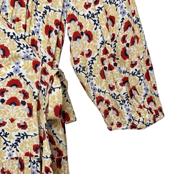 NWT BILLA 77 Bellview Floral Wheat Boho Puff Sleeve Wrap Maxi Dress Sz XS - Picture 8 of 16